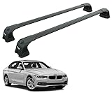 Roof Rack Cross Bars for BMW 3 Series Sedan–Fits E36,E46,E90,F30,G20 Fixing Points 330lbs Cap. Aluminum Bars with T-Slot,Lockable,No-Drill (Black, F30 (2012–2019))
