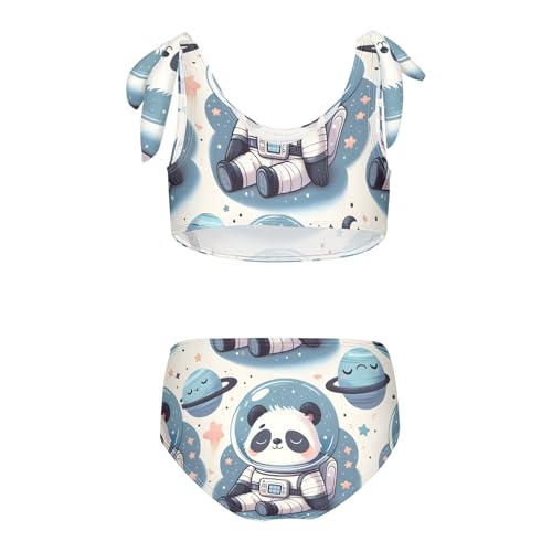 Girls' Bikini Set, Sleeping Panda in Space Kids Swimsuit 2 Pcs Beach Bathing Suit2