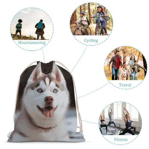 Canvas Drawstring Backpacks Husky Piquant Dog Sports Gym Pull String Bags Lightweight for Men Women3