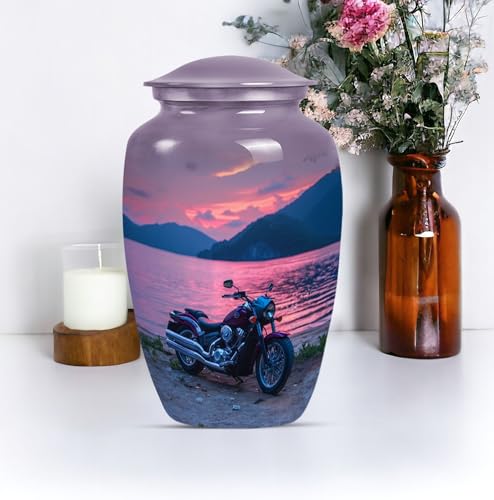 Image of Personalized Bike - Burial Urns - Human Remains Urn - 10 Inch - Large with Velvet Bag - Large Funeral Urn - Decorative Urns for Ashes - Cremation Urn for Ashes - Memorial Urns for Mom & Dad