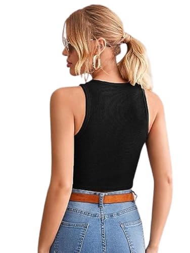Image of ARO.Women's & Girls' Sleeveless Round Neck Solid Ribbed Crop Tank Top