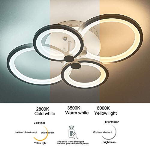 Plafonnier LED moderne à intensité variable avec télécommande pour salon - 3