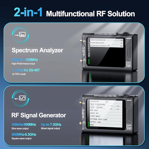Image of AURSINC Tinysa Ultra+ ZS407 7.3GHz Spectrum Analyzer, HW V0.5.4 100kHz-7.3GHz 4 Inch Tinysa Handheld Frequency Analyzer, 2-in-1 RF Signal Generator 100kHz to 900MHz MF /HF /VHF UHF, with 32GB Card