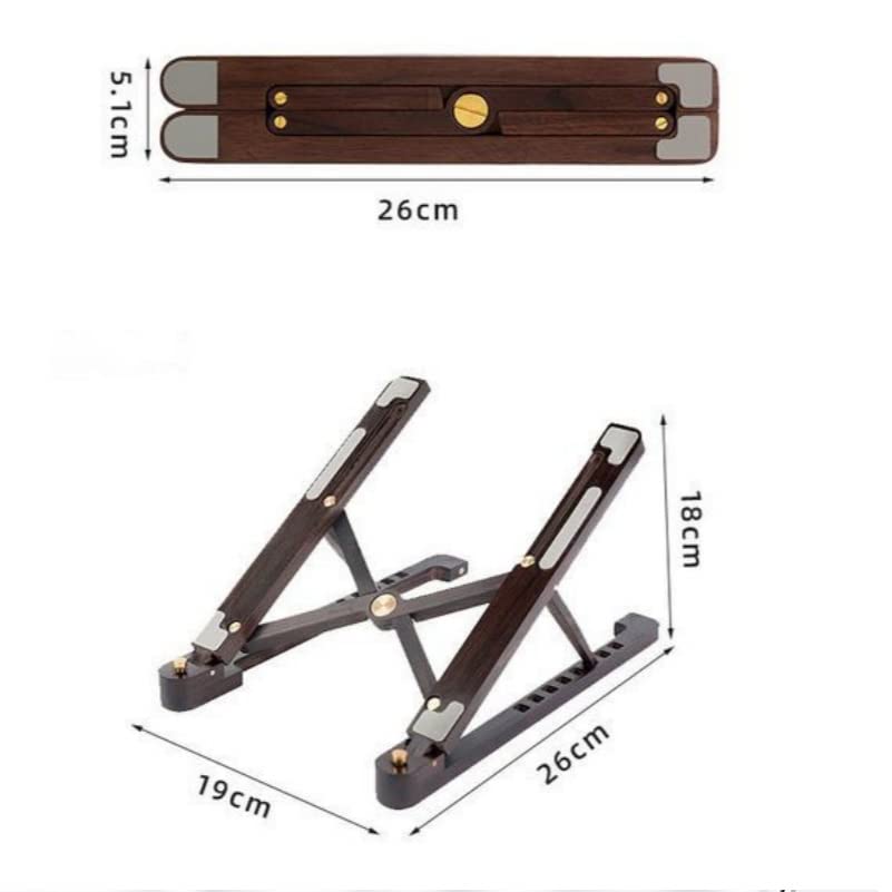 Banc d'ordinateur portable réglable bois support hauteur bureau pliable argenté - 2