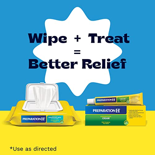 Preparation H Hemorrhoid Wipes With Witch Hazel, 192 Ct Plus Preparation H Hemorrhoid Symptom Treatment Cream, 2 Tubes X 1.8 Oz, Wipe Plus Treat For Better Relief, Hemorrhoid Care Bundle #TOP7