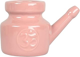 Koawensa Olla Neti de cerámica de 350 ml, a prueba de fugas, para enjuague nasal, lavado de nariz, hombres y mujeres, color rosa