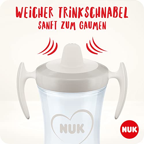 NUK Trainer Cup Trinklernbecher | auslaufsicherer Becher mit weichem Trinkschnabel & ergonomischen Griffen | 6+ Monate | 230 ml | BPA-frei | blaues Zebra, Kunststoff