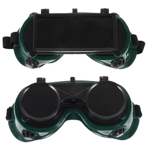 WOONEKY Lot de 2 Lunettes de Soudage à Verres Relevables Protection Oculaire Anti-Impact Ouvertures Rondes et Carrées Matériau Robuste pour Soudeur Homme et Femme Usage Professionnel
