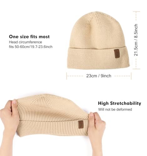 Image of Wmcaps Winter Beanie for Men Women, Fleece Lined Beanie Soft Warm Knit Hat Ski Stocking Cuffed Cap
