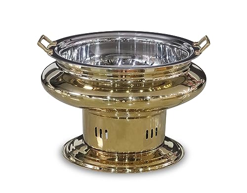 Image of Malabar Trading Company Stainless Steel Round Chafing Dish with Lid, PVD Coated Golden Chafing Dish (8 LTR)