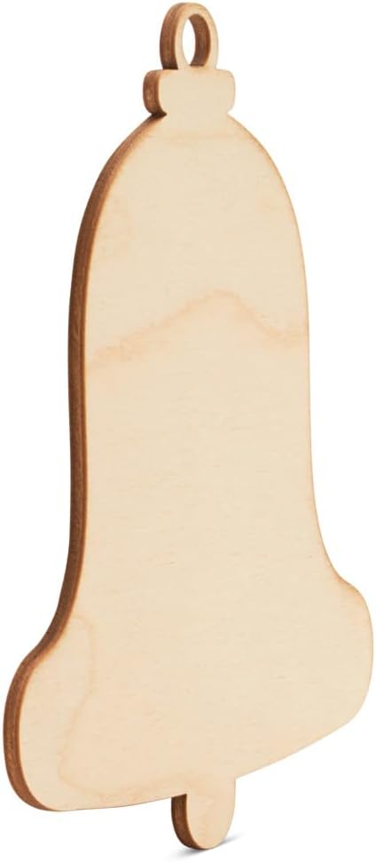 Christmas Bell Ornament 8 inch, Pack of 3 Small Wood Cutouts, Paintable Christmas Ornaments to Decorate and Craft, by Woodpeckers