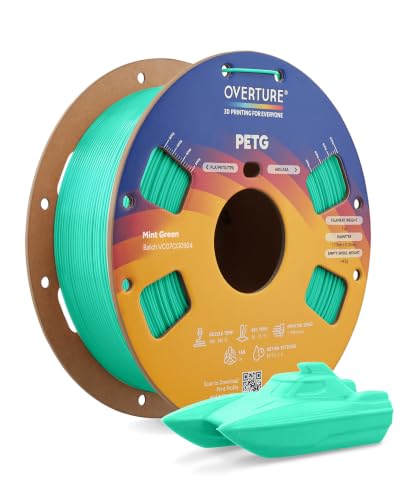 OVERTURE Rapid PETG 3D Printer Filament 1.75mm, 1kg Mint Green