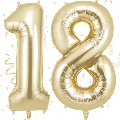 AOOSU Ballon d'Anniversaire 18 Ans Couronne Or Clair, Foil Ballon Numéro Chiffre 101cm, Gonflable Hélium, Deco Anniversaire 18 Ans Grand Ballons pour Fête...