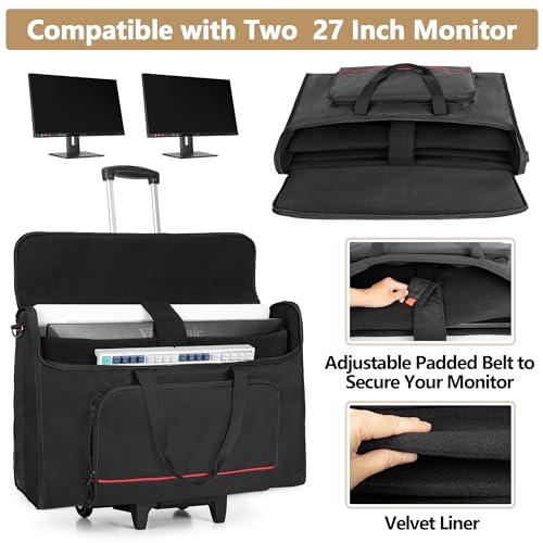 Trunab Rolling Monitor Carry Case for 24-27 Inch Monitors with ...