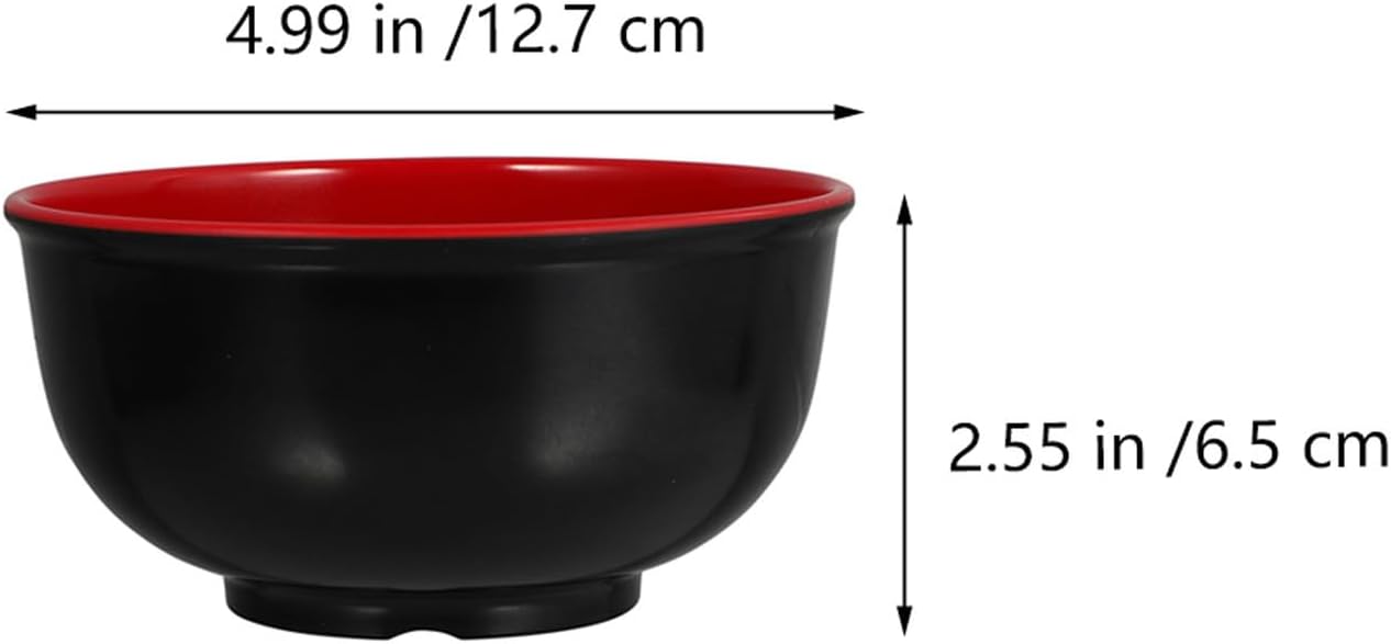 4pcs Red Melamine Ramen Bowl round Noodle Bowl for Instant Soup