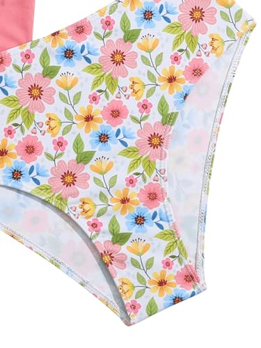 Image of WDIRARA Girl's 3 Pieces Floral Print Ruched Bikini Swimsuit Bathing Suits with Tie Side Beach Skirt