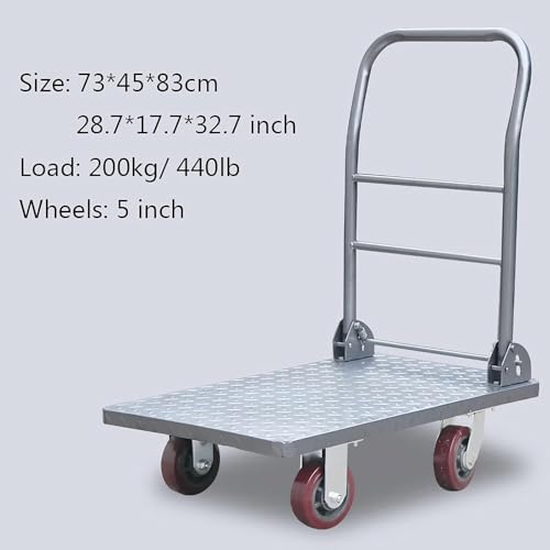 Carretilla de plataforma plegable de metal con ruedas de 360 grados y carga de 440 LB 3