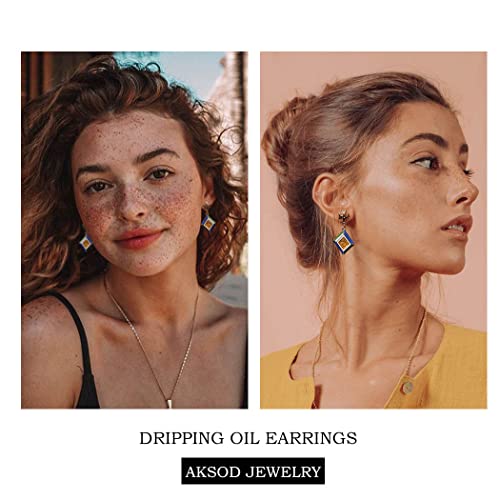 Aksod Creativity Dripping Oil Earrings Gold Enamel Stud Earrings Piercing Trendy Personalized Oil Drop Dangle Earrings For Women And Girls #TOP4