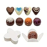 Cabilock 200 Stück weiße Trüffeleinsätze und Verpackungen – quadratische...