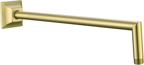 SE91078-16BG - Brazo de ducha con brida, acero inoxidable cepillado de 16 pulgadas, brazo de extensión de cabezal de ducha montado en la pared para