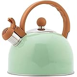 OLFILMD 2.5L 笛吹きケトル ステンレス鋼 温水ボイラー ティーポット コンロ対応 グリーン (2.5L,グリーン)