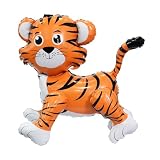 Giant Tiger Balloon 4D Walking Tiger Foil Balloons Animal Standing Mylar Balloons Birthday Party Supplies for Circus Forest Zoo Wildlife Theme Party Decorations