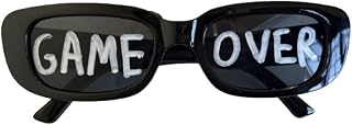 Óculos Gamer Vintage Hype Rap Moda Tiktok Game Over, Preto, 40mm