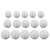 15pcs Honeycomb Ball Decorations - 4' 6' 8' Tissue Pom Pom Hanging Balls for Parties, Baby Showers, Birthdays & Weddings (White)
