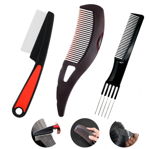 3pcs Dandruff Comb Stainless Steels Scalp Detox Comb for Various Hair Types Fine Tooth Hairbrush for Removing Flakes and Oil Fork Tail