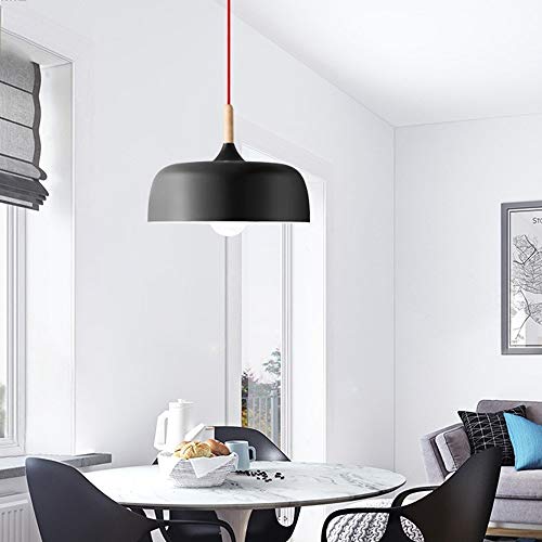 Plafonnier table à manger minimaliste E27 bois suspension noir - 3