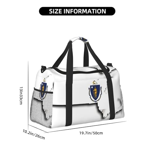 Massachusetts State Flag Map print Travel Duffle Bag Gym Bag for Women,Puffer Tote Bag,Weekender Overnight Bag Organizer4