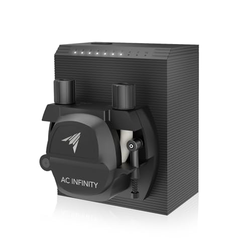 AC Infinity Peristaltic Dosing Pump 10-Level Control with Adjustable 21 to 210 mL/min High Flow Rate Roller Pump for Hydroponics Aquariums Scientific Labs