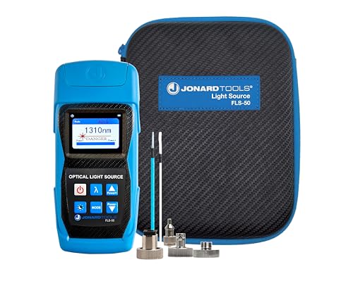 Jonard Tools FLS-50 Fiber Optic Light Source with Included FC/SC/LC (PC/UPC) Adapters for Single Mode Fiber Measurements (2025 Model)