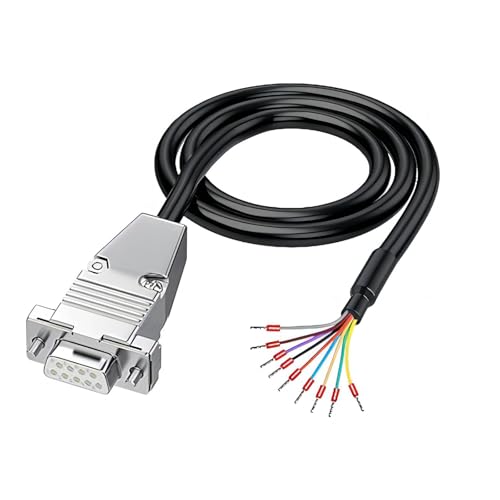 Willwewon 10FT Metal Shell DB9 Female End to Bare Wire End, D-SUB 9-pin RS232 Serial Extension Cable with Double Shielde