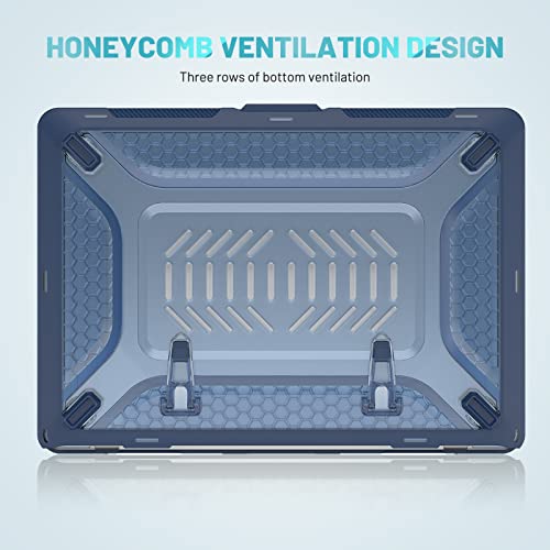 Image of ProElite Case for MacBook Air 13.6 inch 2022 2023 2024 2025 Release M5 /M4 /M3 A3113 M2 A2681 with Touch ID,Heavy Duty Honeycomb Hard Shell with Slim TPU Bumper and Fold Kickstand, Dark Blue