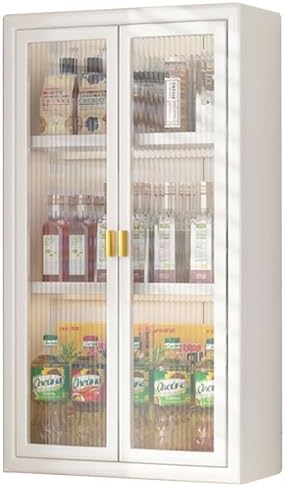 Wall Mount Spice Rack & Condiment nizer - Sturdy Steel Storage Cabinet with Glass Door for Kitchen, Bathroom & Garage - Compact Floating Cabinet for Tools & Medicine