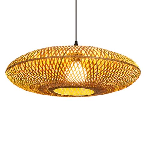 Luminaire Suspendu Dôme Osier 50cm Lustre Suspension Bambou E27