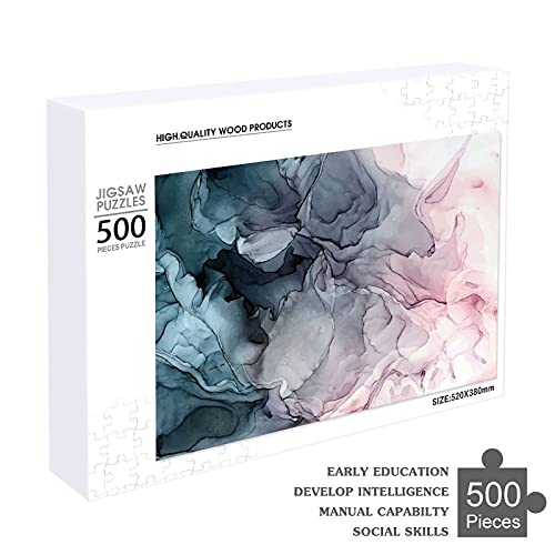 Houten puzzel 500 PCS voor volwassenen en kinderen, abstracte mist grijs en wit moeilijke uitdaging intellectuele… - Image 5