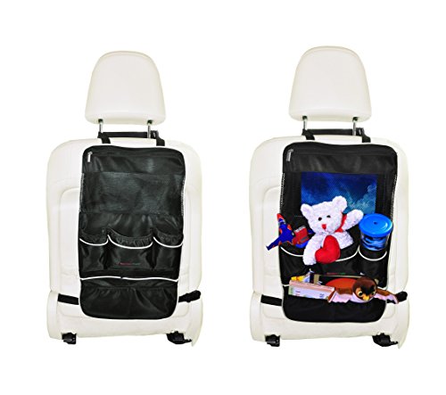 Image of Mandala Crafts Car Backseat Organizer Kick Mat Back Seat Protector for Kids, Black, Pack of 2