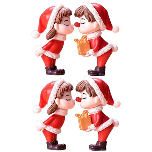 Liummrcy Ornement Miniature de Noël, Mini Ornements de Noël décoration de fête de Noël Ornement de Paysage Artisanat de l'ornement de Noël, Figurines Miniatures de Noël, Couple de Noël