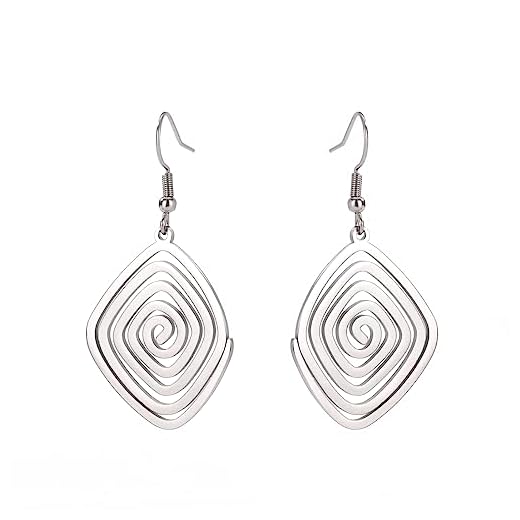 Dreamtimes Geometrische Spirale Ohrringe Geflochtene Wickel Stil Damen Edelstahl Übertriebene Ohrringe Mode Schmuck Geschenk für Frau Freundin Weihnachten (Silber)