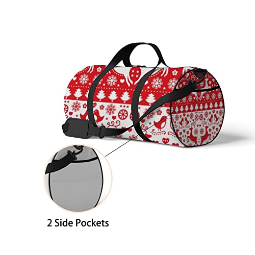 Bolsa de viagem grande para homens e mulheres, bolsa de fim de semana de rena vermelha e branca, bol
