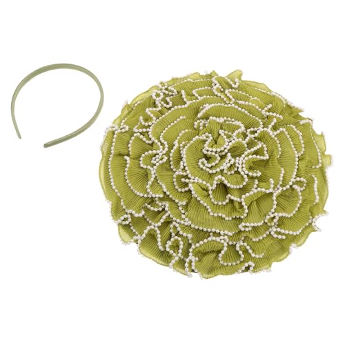 Chapeau fascinateur haut de gamme vert plissé et perles