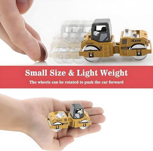 BenRich 6Pcs Mini Die Cast 1/64 Scale Alloy Construction Vehicle Set - Dump Truck, Bulldozer, Forklift, Mixer Truck, Road Roller & Excavator Toys Car for Kids Boys Girls Birthday Gift (Yellow) - Image 4