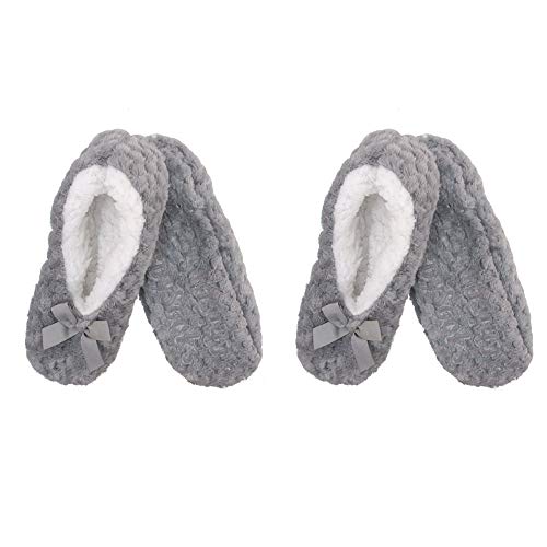 Image of BambooMN Women's Stripe Patterned Non-Slip Lined Travel Home Slippers - 2 Pairs