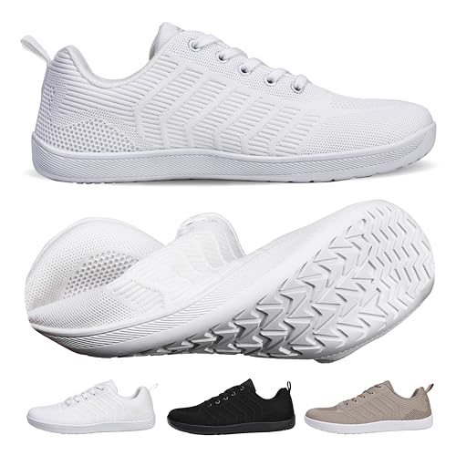 WEXITO Barefoot Mujer Zapatos Descalzos Calzado Zapatillas Minimalistas Hombre Respetuosas Entrenamiento Bambas Vestir Transición Adulto Blanco Talla 38