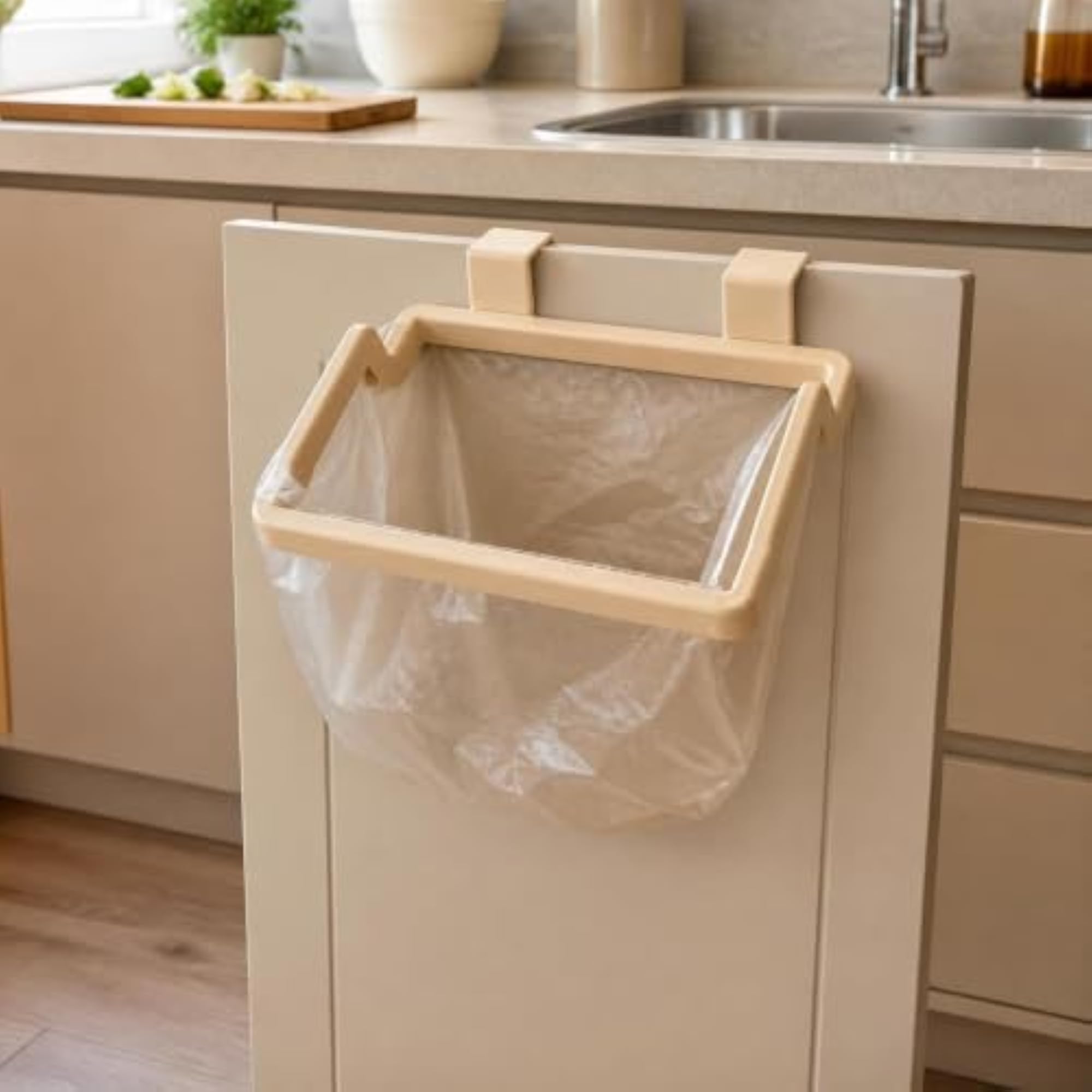 Kitchen Hanging Trash Bag Holder, No-Drill Organizer