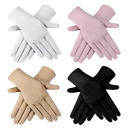Leumoi 4 Pairs Women UV Gloves Sun Protection Women's Cycling Driving Touchscreen Gloves (Simple Style,Black,Beige,Gray,Purple)