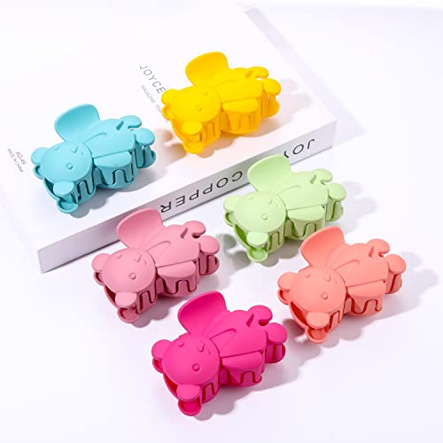6 Pcs Bear Hair Claw Clips Large Matte Cute Bear Hair Jaw Clips For Women Girls Long Thin Thick Curly Hair Solid Color Bear Non Slip Strong Hold Hair Catch Clamps Barrettes Accessories #TOP2