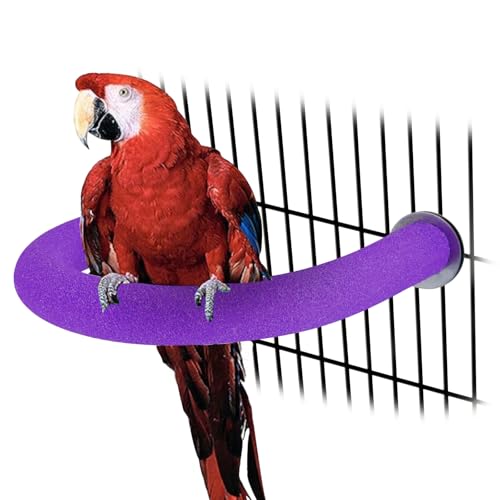 Image of Rypet U Shape Parrot Perch Stand Toy for Paw Grinding Clean Stick Exercise, Rough-Surfaced Quartz Bird Perch Standing Cage Accessories for for Small Parakeets Cockatiels Conures Macaws (Purple XL)